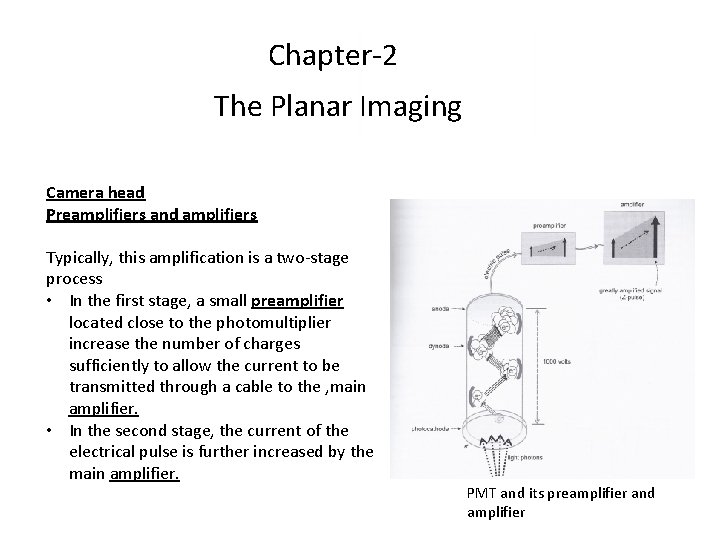 Chapter-2 The Planar Imaging Camera head Preamplifiers and amplifiers Typically, this amplification is a