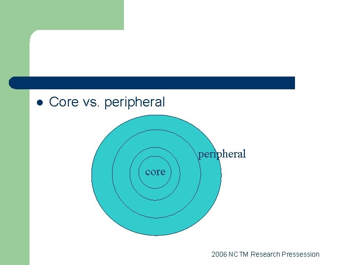 l Core vs. peripheral core 2006 NCTM Research Pressession 