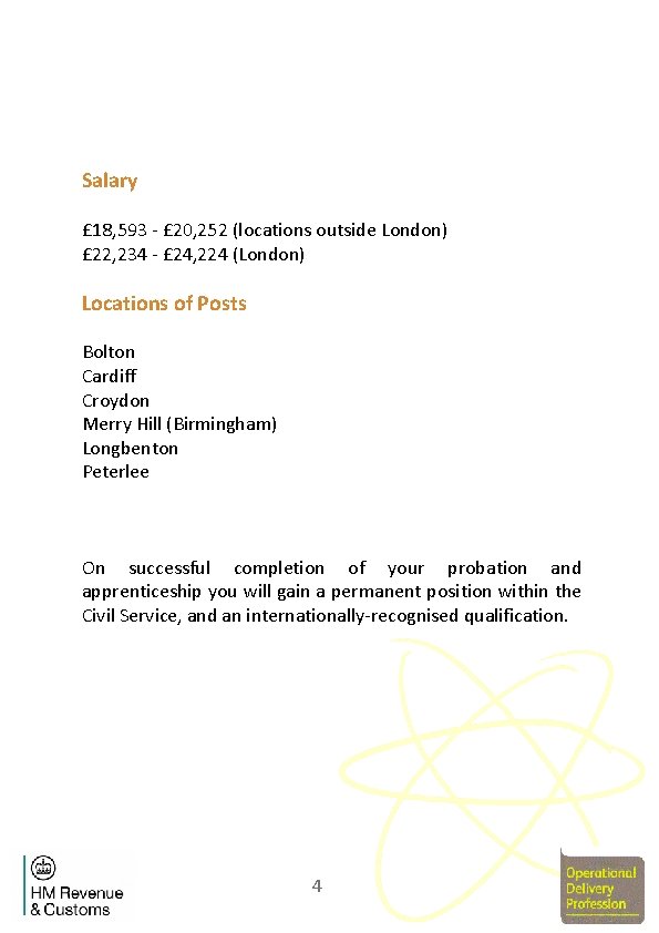 Salary £ 18, 593 - £ 20, 252 (locations outside London) £ 22, 234