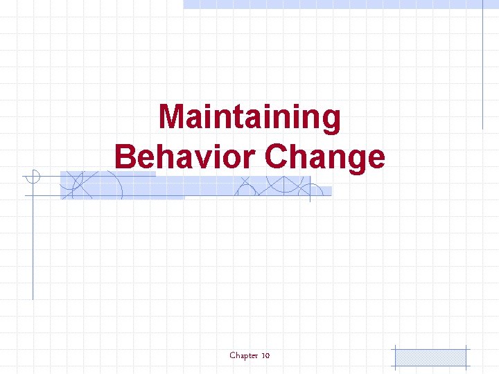 Maintaining Behavior Change Chapter 10 