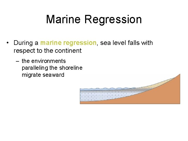 Marine Regression • During a marine regression, sea level falls with respect to the