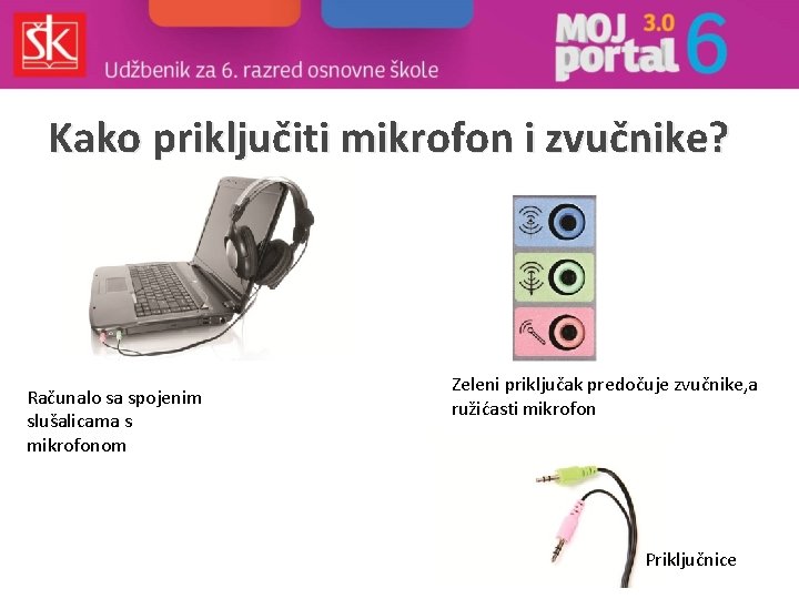 Kako priključiti mikrofon i zvučnike? Računalo sa spojenim slušalicama s mikrofonom Zeleni priključak predočuje