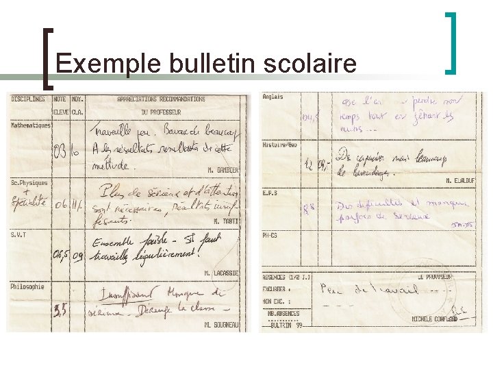 Exemple bulletin scolaire 