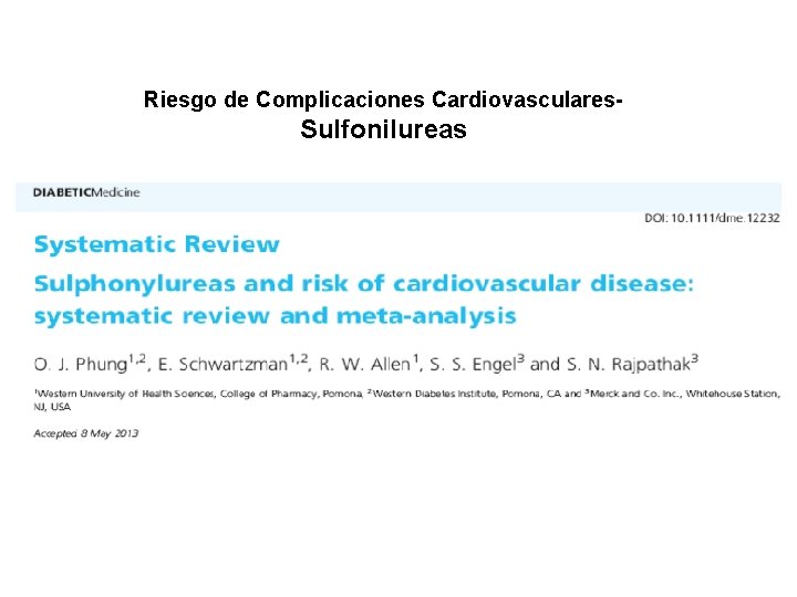Riesgo de Complicaciones Cardiovasculares- Sulfonilureas 