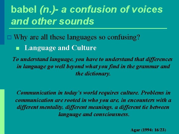 babel (n. )- a confusion of voices and other sounds p Why n are babel (n. )- a confusion of voices and other sounds p Why n are