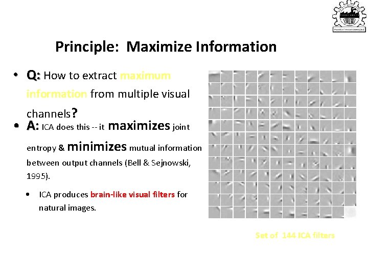 Principle: Maximize Information • Q: How to extract maximum information from multiple visual channels?