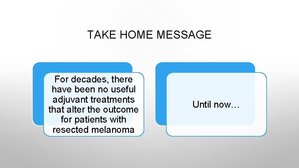 TAKE HOME MESSAGE For decades, there have been no useful adjuvant treatments that alter