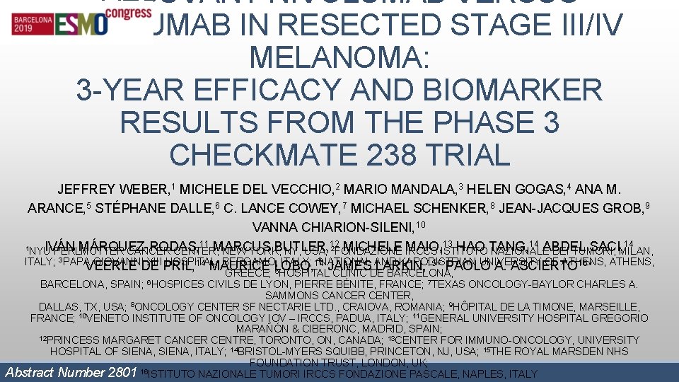 ADJUVANT NIVOLUMAB VERSUS IPILIMUMAB IN RESECTED STAGE III/IV MELANOMA: 3 -YEAR EFFICACY AND BIOMARKER