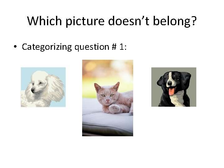 Which picture doesn’t belong? • Categorizing question # 1: 