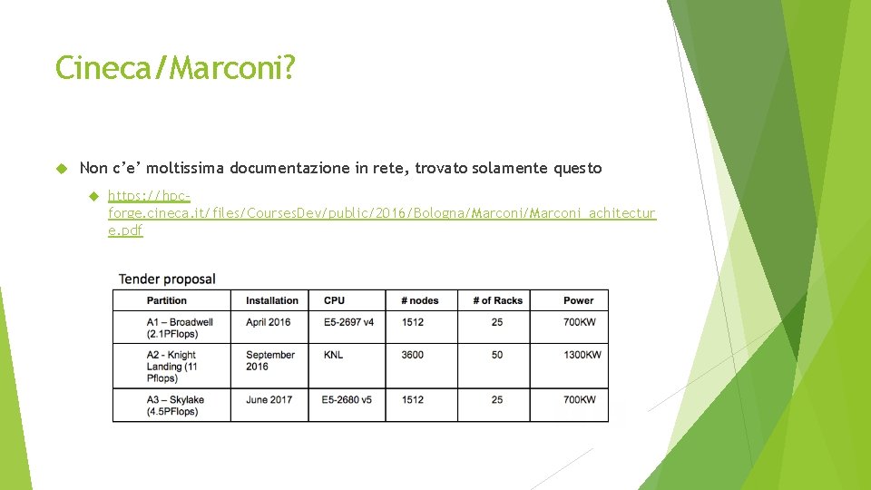 Cineca/Marconi? Non c’e’ moltissima documentazione in rete, trovato solamente questo https: //hpcforge. cineca. it/files/Courses.