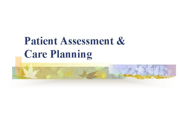 Patient Assessment & Care Planning 