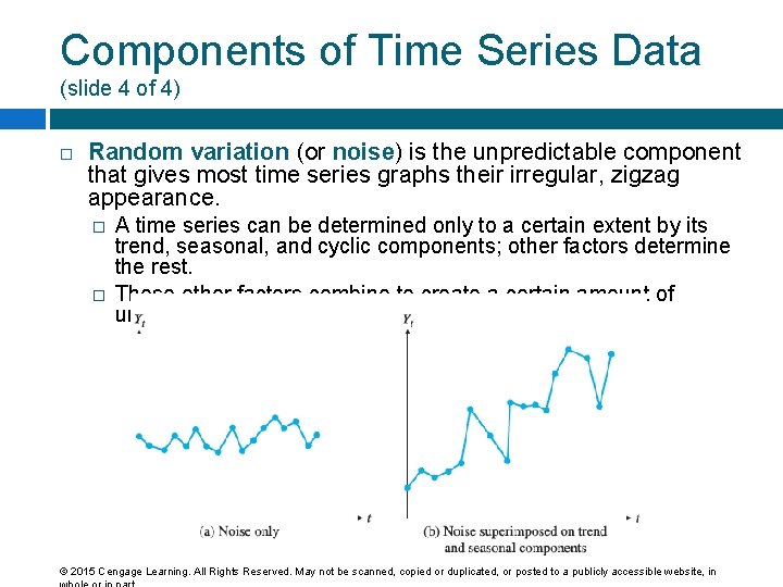 Components of Time Series Data (slide 4 of 4) Random variation (or noise) is Components of Time Series Data (slide 4 of 4) Random variation (or noise) is