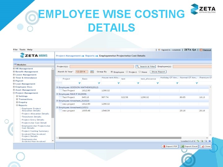 EMPLOYEE WISE COSTING DETAILS 