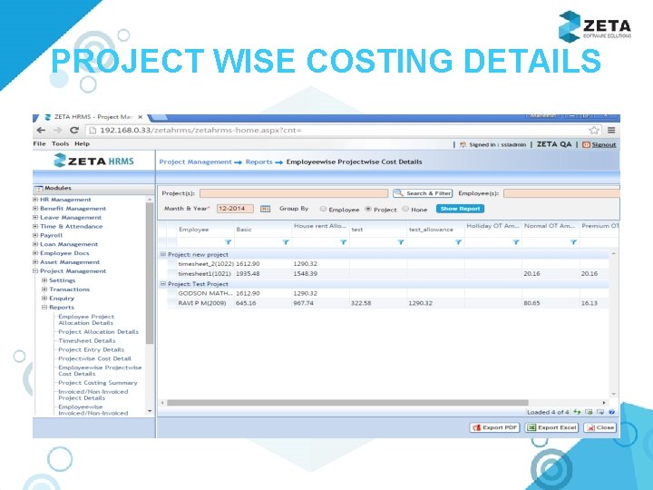 PROJECT WISE COSTING DETAILS 