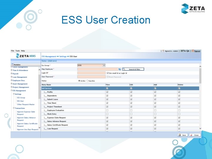 ESS User Creation 