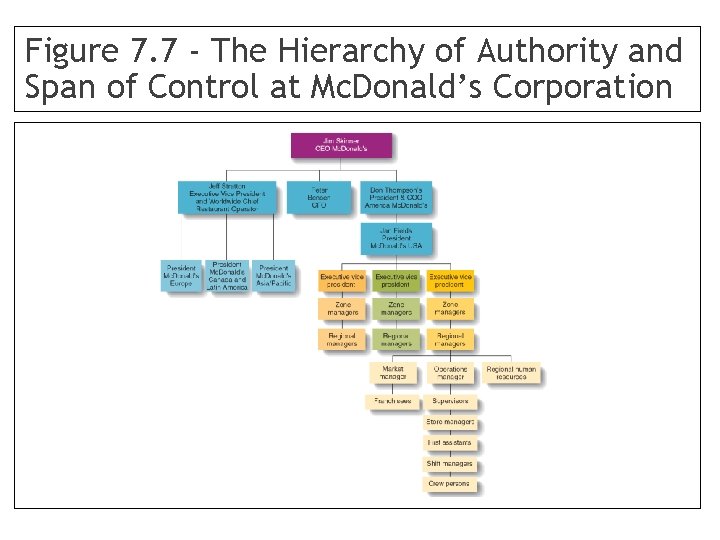 Figure 7. 7 - The Hierarchy of Authority and Span of Control at Mc.