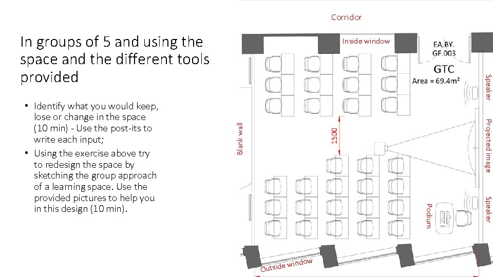 Corridor In groups of 5 and using the space and the different tools provided