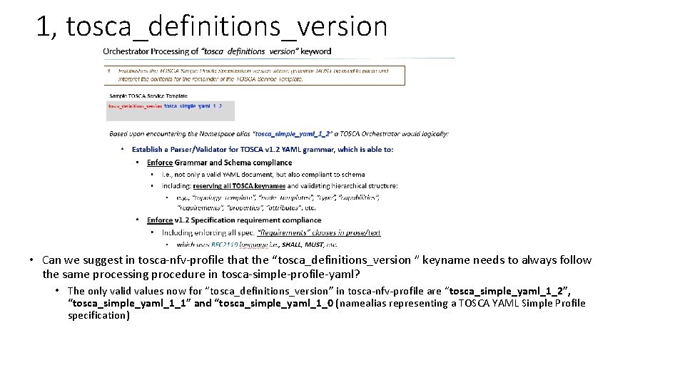 1, tosca_definitions_version • Can we suggest in tosca-nfv-profile that the “tosca_definitions_version ” keyname needs