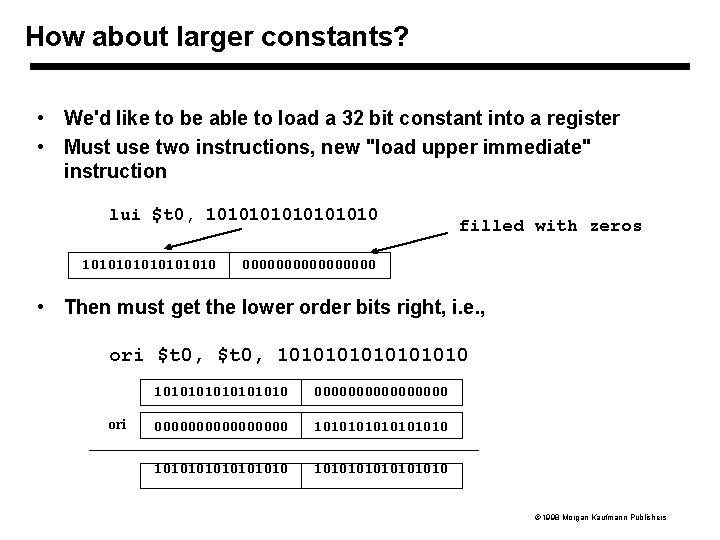 How about larger constants? • We'd like to be able to load a 32