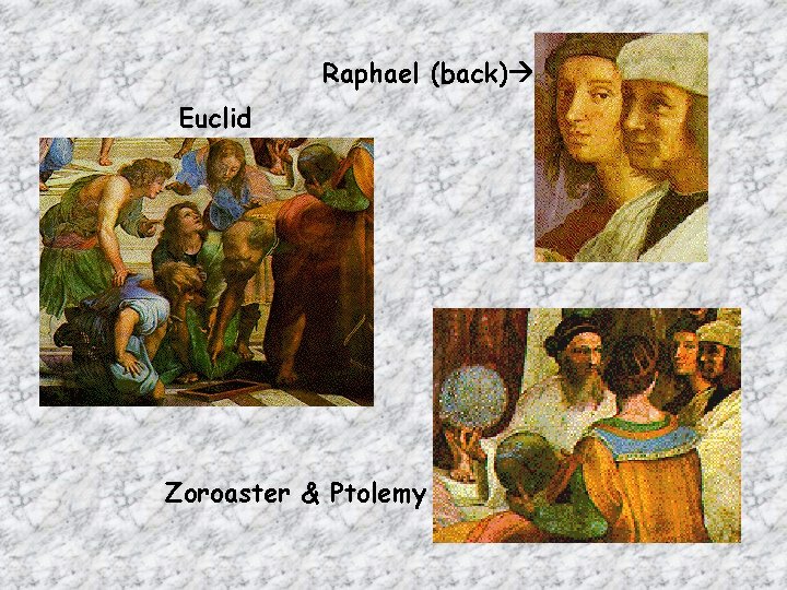 Raphael (back) Euclid Zoroaster & Ptolemy 