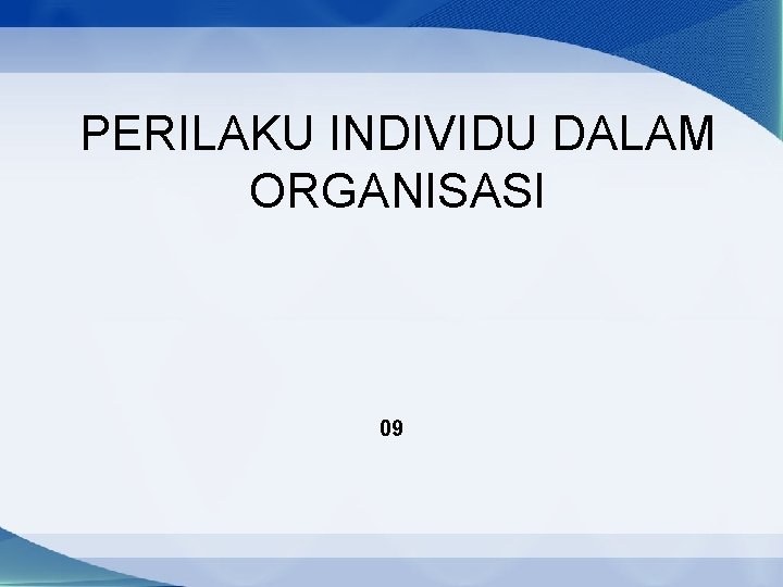 PERILAKU INDIVIDU DALAM ORGANISASI 09 