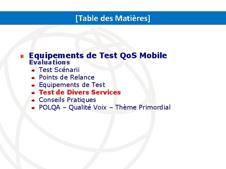 [Table des Matières] ITRs: Setting the stage for a connected world Equipements de Test