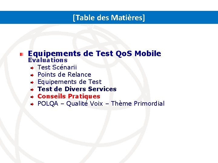 [Table des Matières] ITRs: Setting the stage for a connected world Equipements de Test