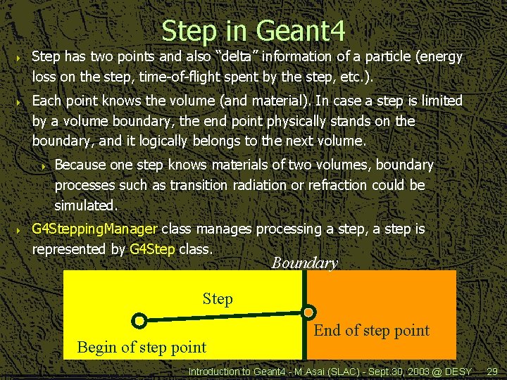 Step in Geant 4 4 4 Step has two points and also “delta” information