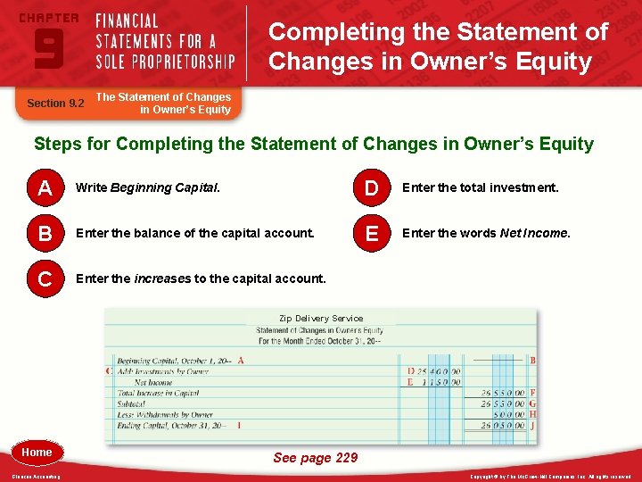 Completing the Statement of Changes in Owner’s Equity Section 9. 2 The Statement of