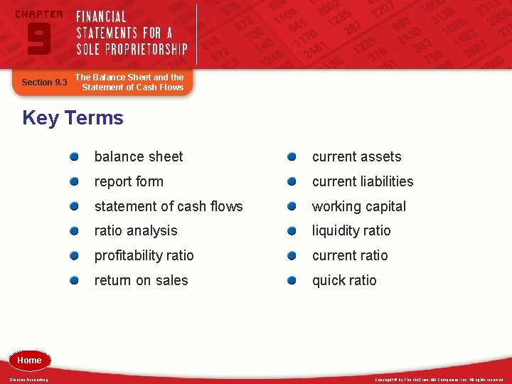 Section 9. 3 The Balance Sheet and the Statement of Cash Flows Key Terms