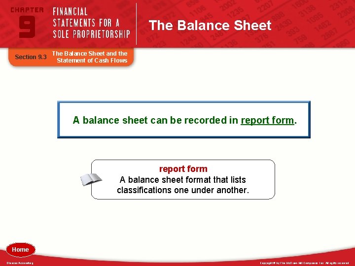 The Balance Sheet Section 9. 3 The Balance Sheet and the Statement of Cash