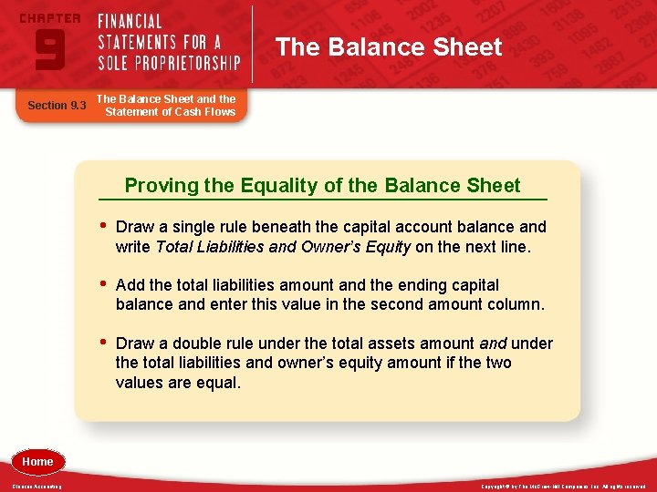 The Balance Sheet Section 9. 3 The Balance Sheet and the Statement of Cash