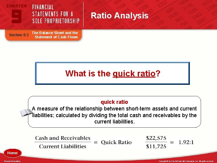 Ratio Analysis Section 9. 3 The Balance Sheet and the Statement of Cash Flows