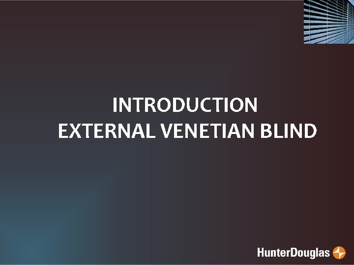 INTRODUCTION EXTERNAL VENETIAN BLIND 