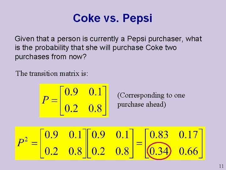 Coke vs. Pepsi Given that a person is currently a Pepsi purchaser, what is