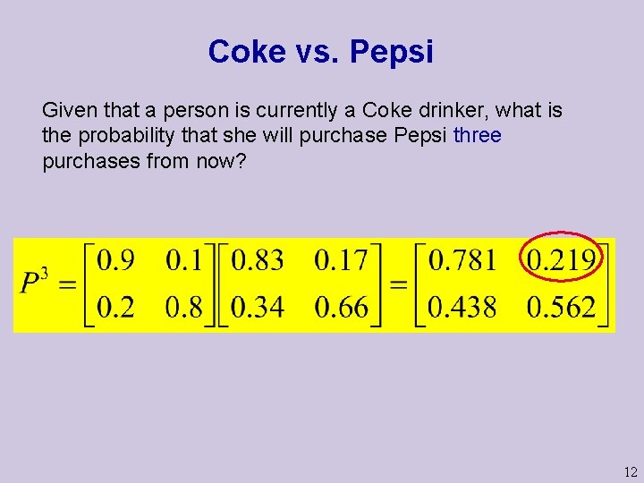 Coke vs. Pepsi Given that a person is currently a Coke drinker, what is