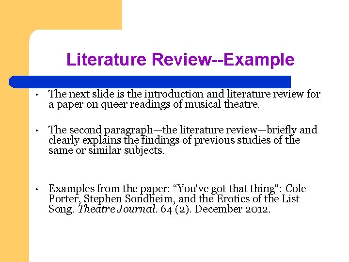 Literature Review--Example • The next slide is the introduction and literature review for a