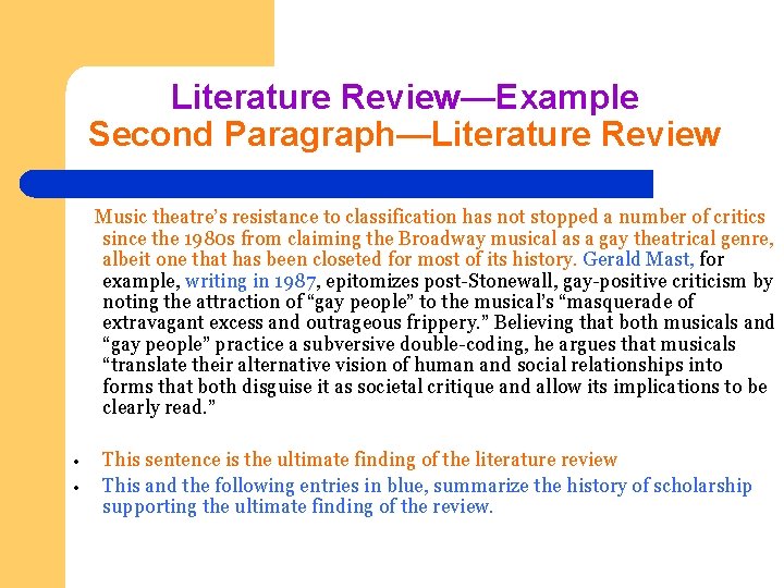 Literature Review—Example Second Paragraph—Literature Review Music theatre’s resistance to classification has not stopped a