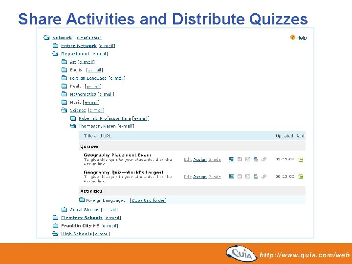 Share Activities and Distribute Quizzes Share Activities and Distribute Quizzes