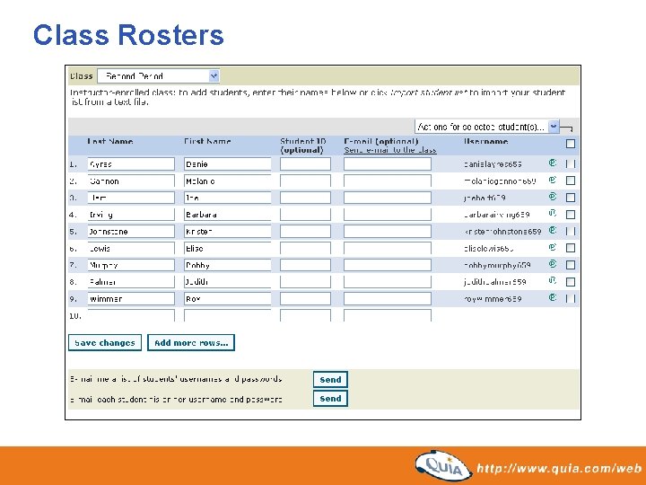 Class Rosters Class Rosters