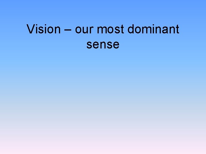 Vision – our most dominant sense 