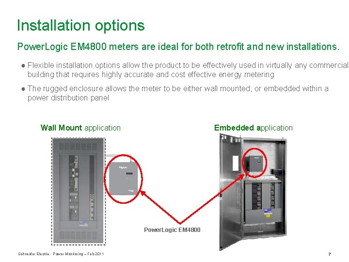 Installation options Power. Logic EM 4800 meters are ideal for both retrofit and new