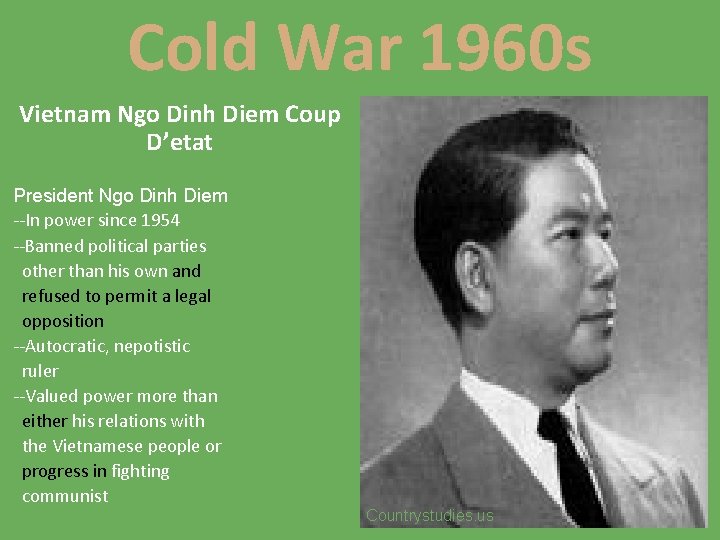 Cold War 1960 s Vietnam Ngo Dinh Diem Coup D’etat President Ngo Dinh Diem