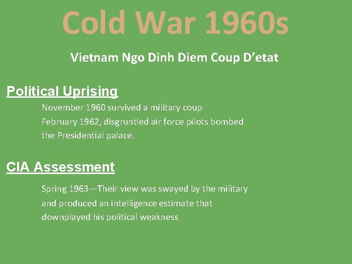 Cold War 1960 s Vietnam Ngo Dinh Diem Coup D’etat Political Uprising November 1960