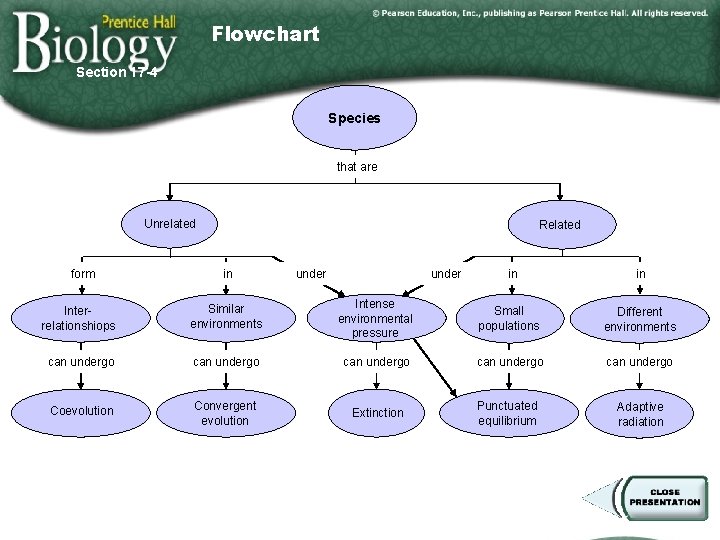Flowchart Section 17 -4 Species that are Unrelated form Related in under in in