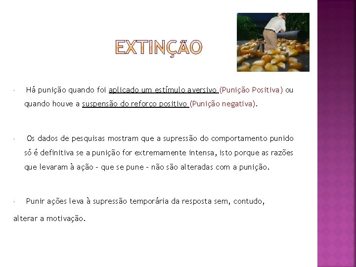 Há punição quando foi aplicado um estímulo aversivo (Punição Positiva) ou quando houve Há punição quando foi aplicado um estímulo aversivo (Punição Positiva) ou quando houve
