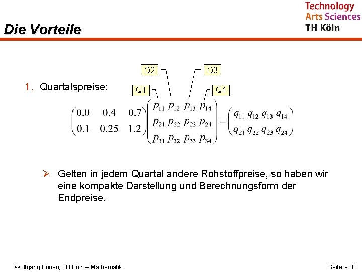Die Vorteile Q 2 1. Quartalspreise: Q 1 Q 3 Q 4 Ø Gelten