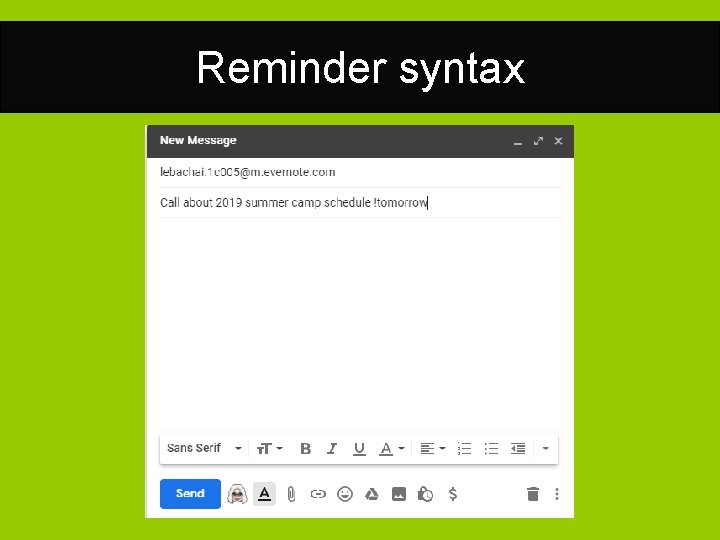 Reminder syntax 