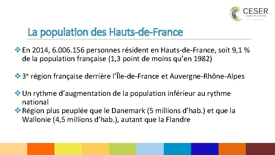 La population des Hauts-de-France v En 2014, 6. 006. 156 personnes résident en Hauts-de-France,
