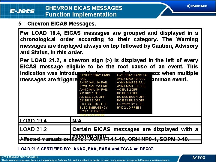 Section 14 -09 – NAVIGATION CHEVRON EICAS MESSAGESSYSTEM Function Implementation 5 – Chevron EICAS